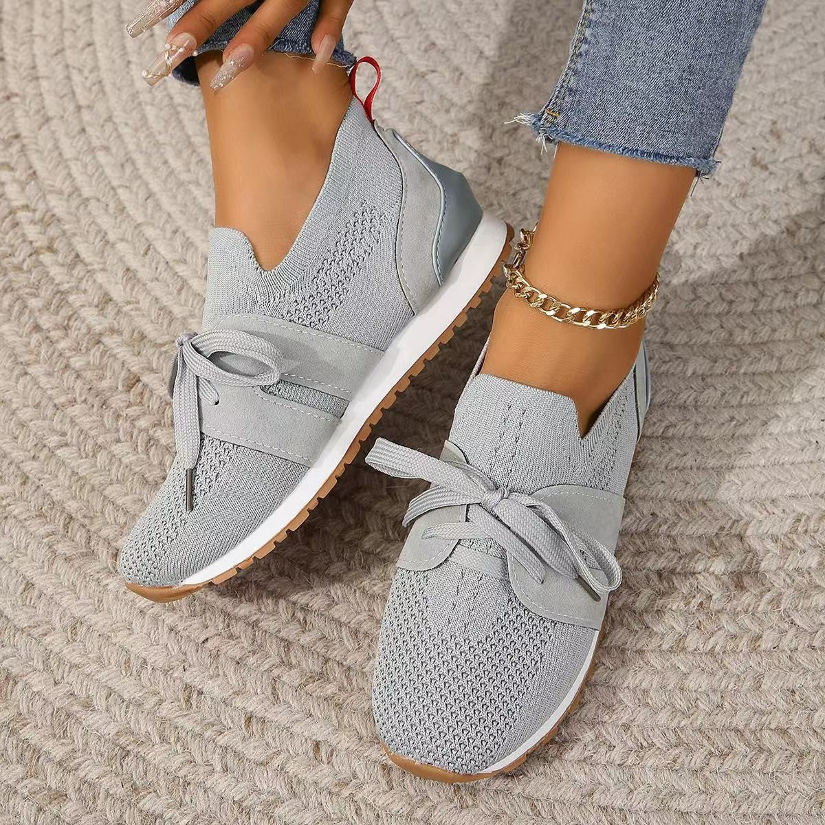 Baskets Décontractées en Maille pour Femme avec Détail Nœud - Image 3