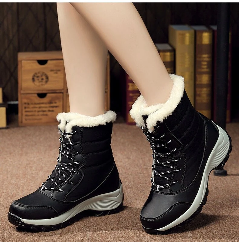 Bottes d'hiver à semelle épaisse imperméables pour femmes - Image 3