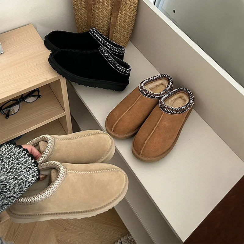 nouvelles pantoufles en laine pour femmes - Image 3