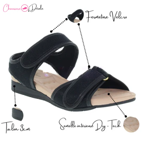 Sandale anti-transpirante velcro ultra-confortable pour femmes avec semelle Dry-Tech - Image 6